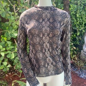Snake Print Mesh Top